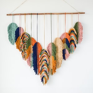 Macrame Feather Wall Hanging: Boho Rustic Home Decor