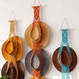 Macrame Cowboy Hat Holder, Multiple Boho Western Hat Display, Summer Gift for Her