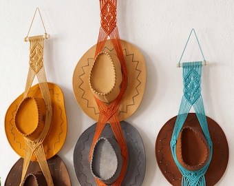 Macrame Cowboy Hat Holder, Multiple Boho Western Hat Display, Summer Gift for Her