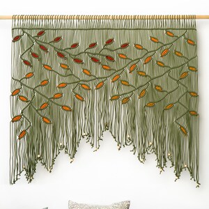 マクラメリーフの窓用カーテン、ボヘミアン風壁掛けバランス、キッチントッパーフレームカバー