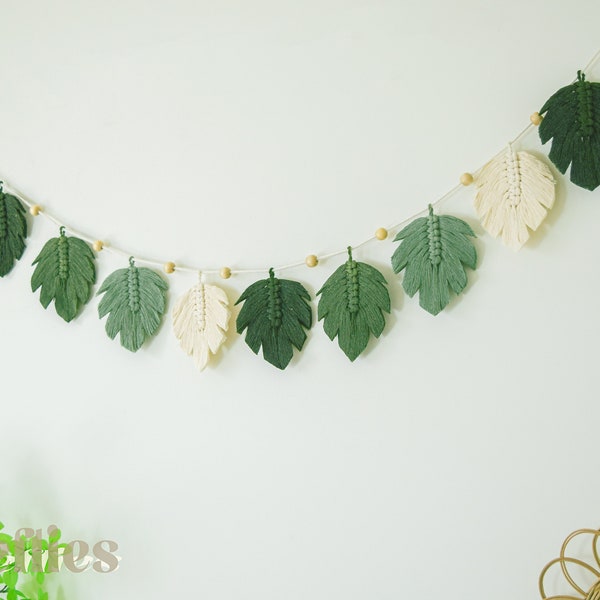 Monstera Macrame leaf garland for boho home decor