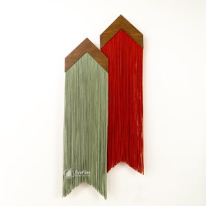 Boho yarn wall decor, Macrame wall hanging fiber art, Hallway scandi decor, Minimalist wall art, Wood wall art, Living room hanging art