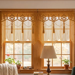 Mustard Geometric Diamond Macrame Wall Hanging, Boho Tassel Tapestry, Ochre Fiber Art