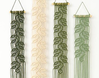Greenery Vertical Macrame Wall Hangings for Narrow Space Decor, Reading Nook Wall Art