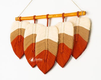 Grote muurkunst macraméblad: boho boerderijdecoratie