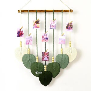 Macrame Photo Display with Wooden Clips: Bohemian Wall Decor