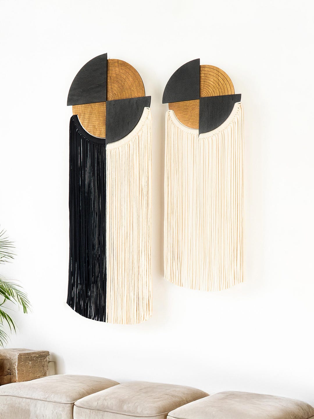 Macrame Wall Hanging: Modern Wood Fiber Art, Boho Decor - Etsy