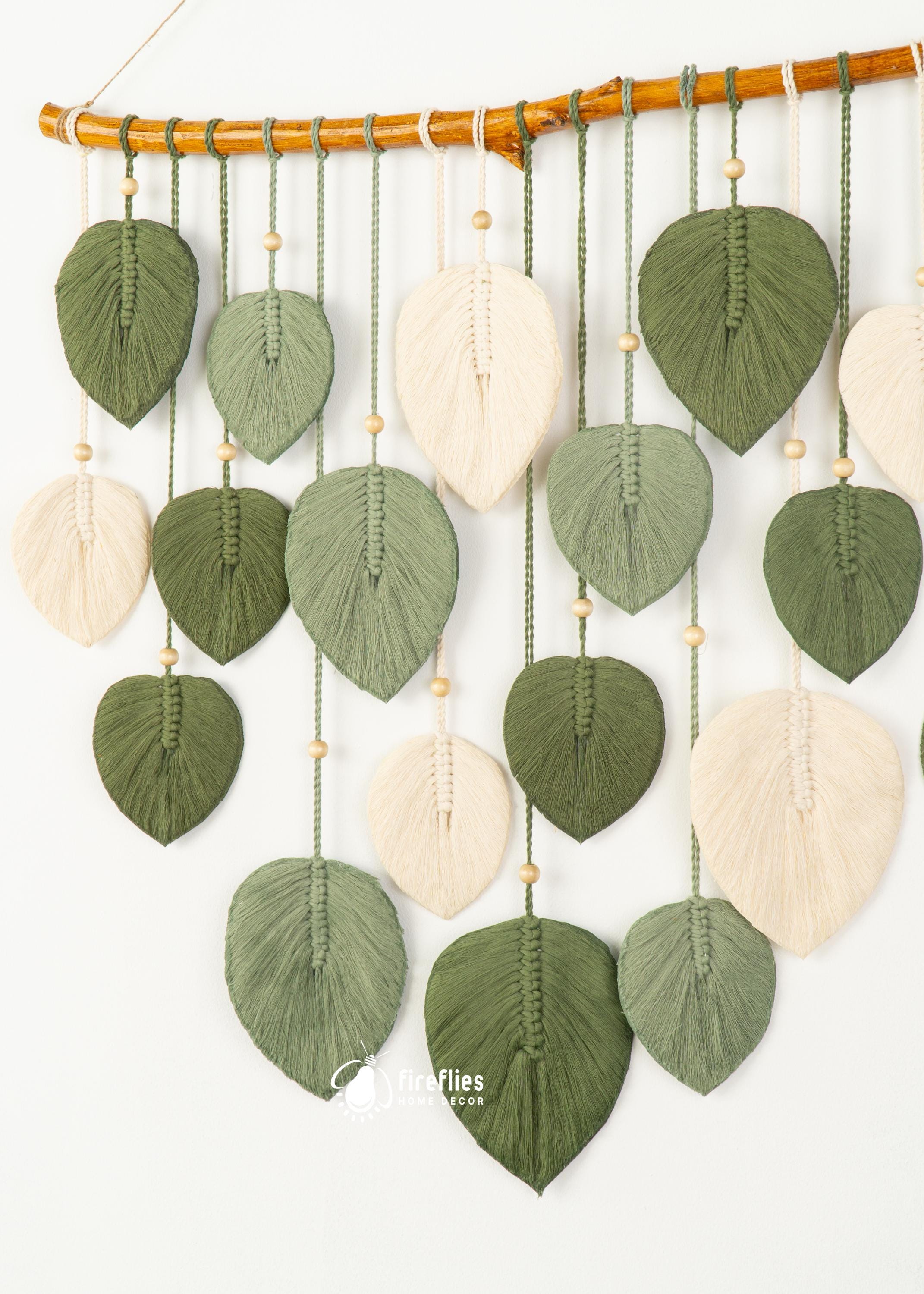 Green Macrame Leaf Wall Hanging: Boho Wall Decor - Etsy