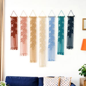 Long Vertical Macrame Wall Hanging - Handmade Boho Tapestry for Small Spaces