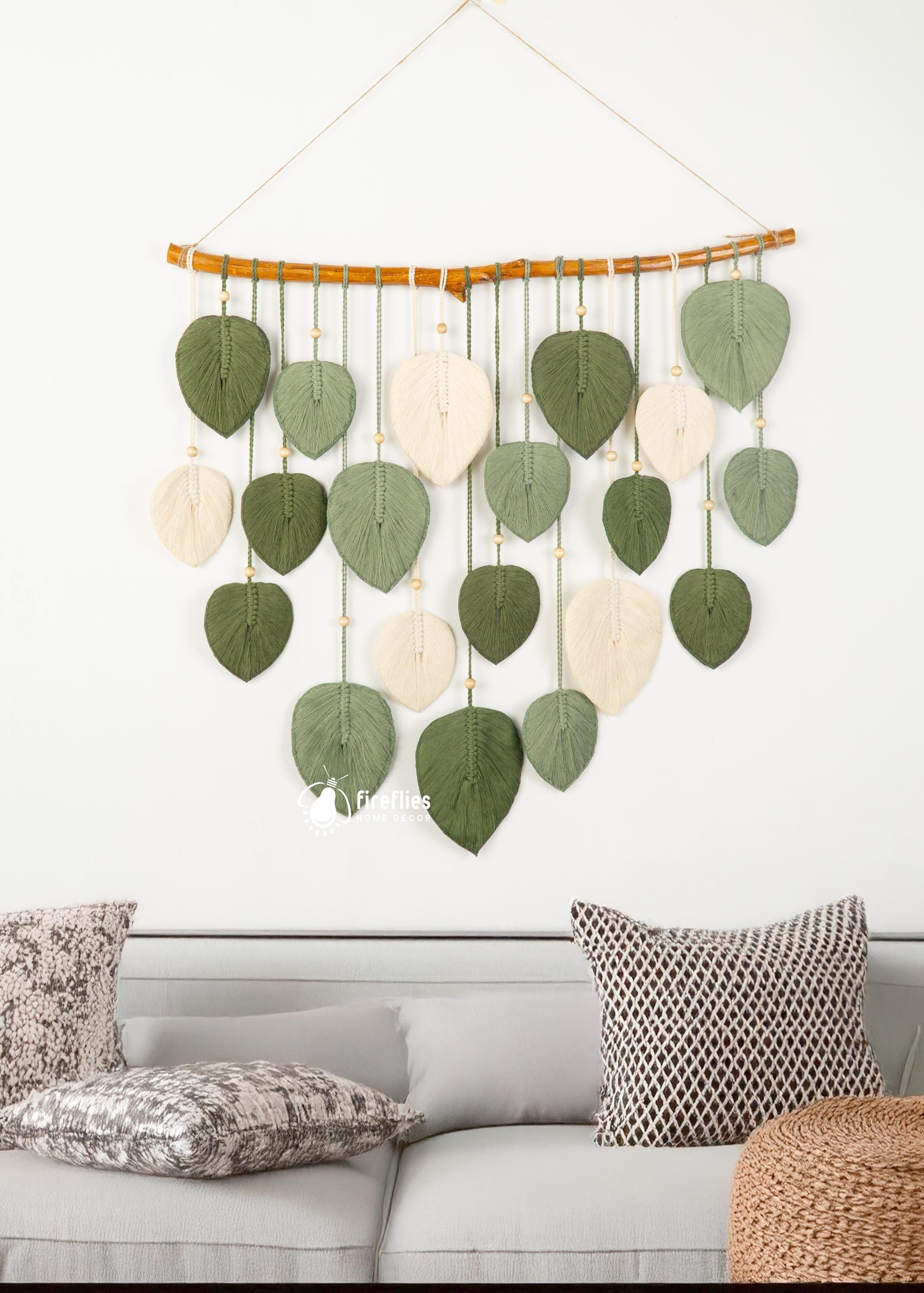 Green Macrame Leaf Wall Hanging: Boho Wall Decor - Etsy