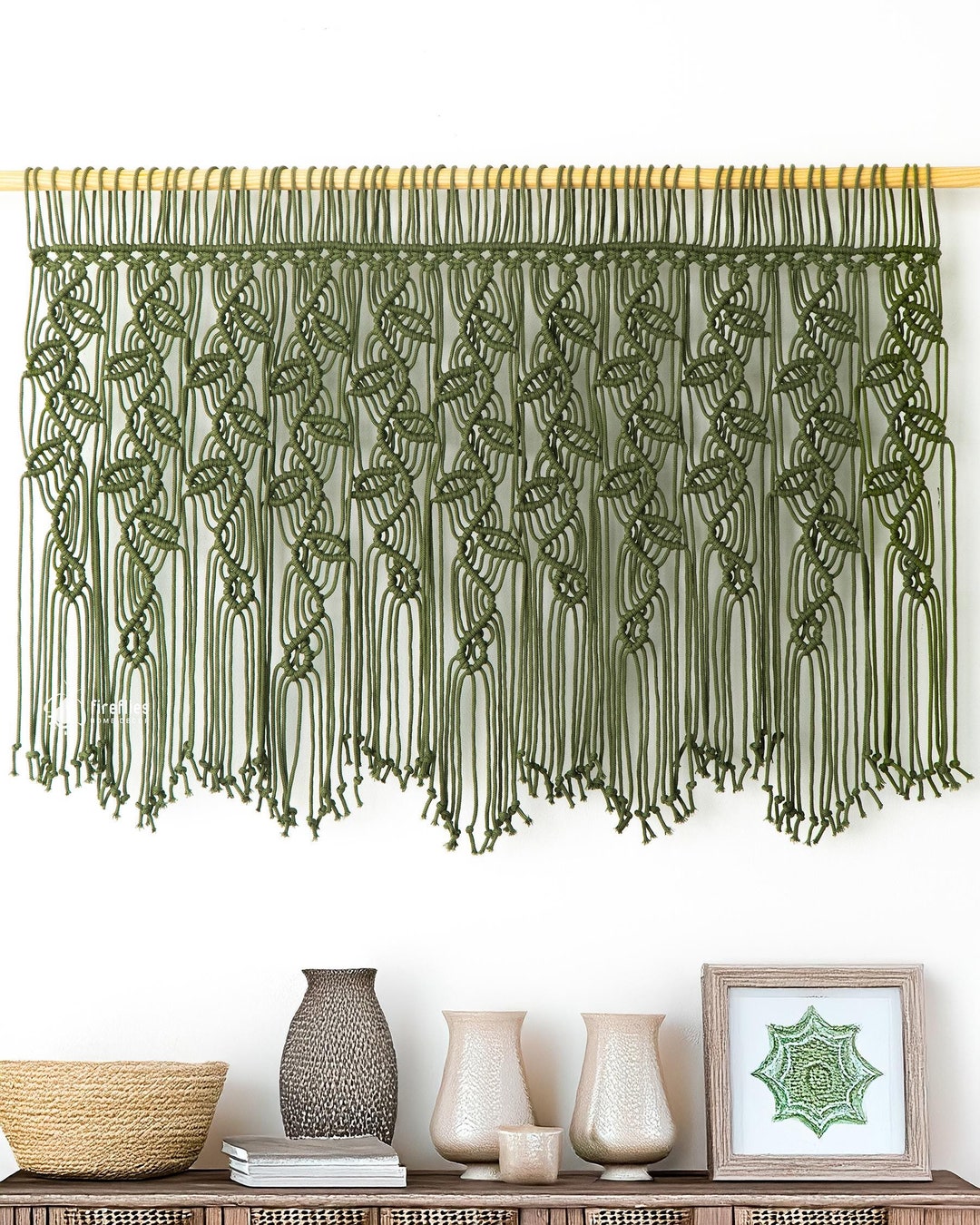 Green Macrame Leaf Window Curtain, Bathroom Window Curtain, Kitchen ...