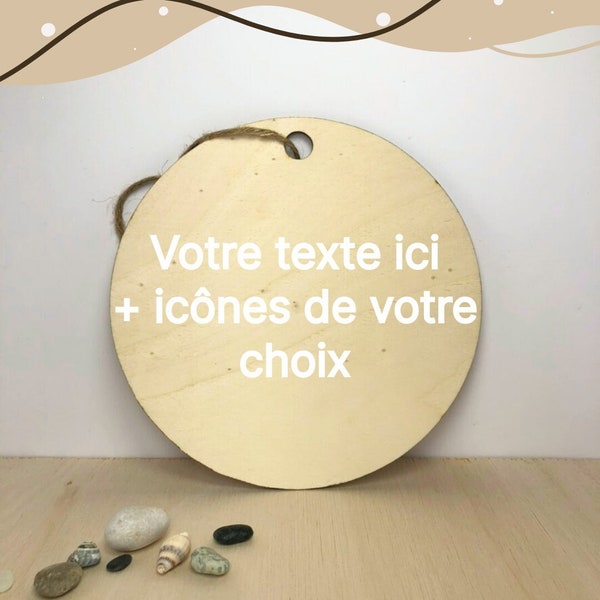 Pancarte ronde 100% personnalisable en bois à suspendre | Pancarte mariage à suspendre | Plaque de porte personnalisé | Décoration originale