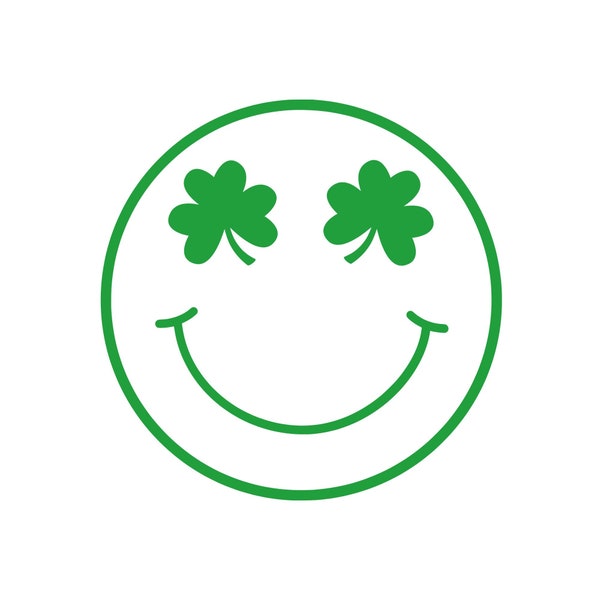 Clover Smiley SVG, PNG, JPG, Lucky Smiley Face Svg, Smiley Clover, Smiley Face for Cricut Crafters, clover eyes, shamrock smiley, popular