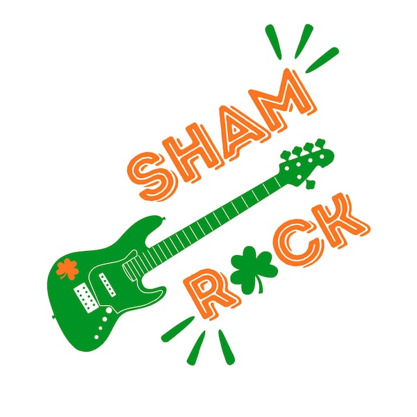 Guitar St Patrick's Day SVG, PNG, JPG, Green Guitar, Sham Rock, Irish Guitar, Boy Shirt idea, popular, bestseller, new for boys, st patricks