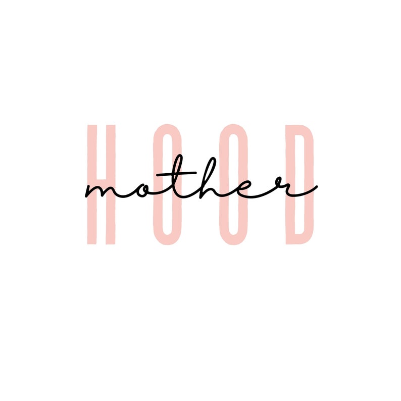 May include: Pink graphic with the word "HOOD" in large letters and the word "mother" written in cursive underneath.