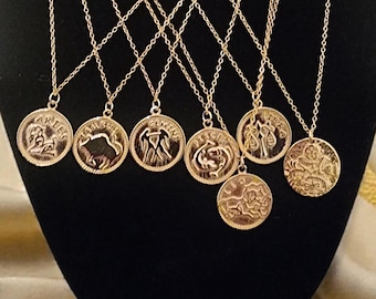 Zodiac Astrology 18k Gold Vermeil Pendant Necklace | 925 Sterling Silver | Personalized Star Sign Jewelry