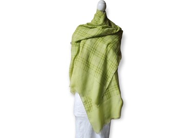 Authentic Burberry Lime Green Giant Check Gauze Scarf