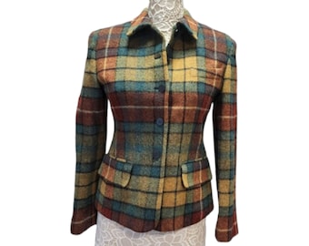 Jones New York Vintage Hampton Plaid Wool Single Button Blazer Size 4