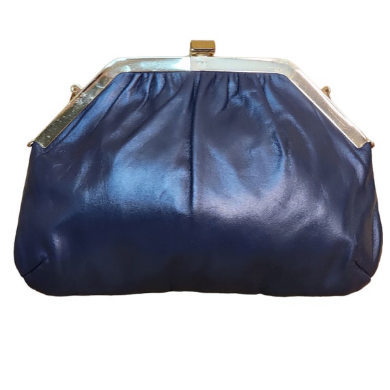 Mardone Navy Blue Leather Covertible Clutch Purse - image 4