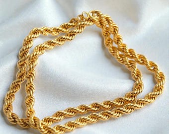 Vintage Napier Chunky Gold-Plated Rope Necklace – 29" Statement Chain