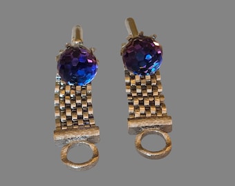 Dante Watermelon Rivoli Silver Tone Mesh Wrap Vintage Cufflinks