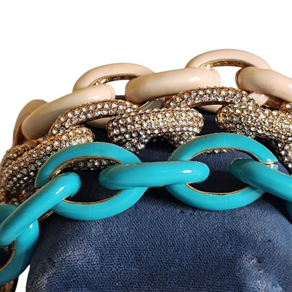 Chunky Statement Link Turquoise, Crystal, Cream G… - image 3