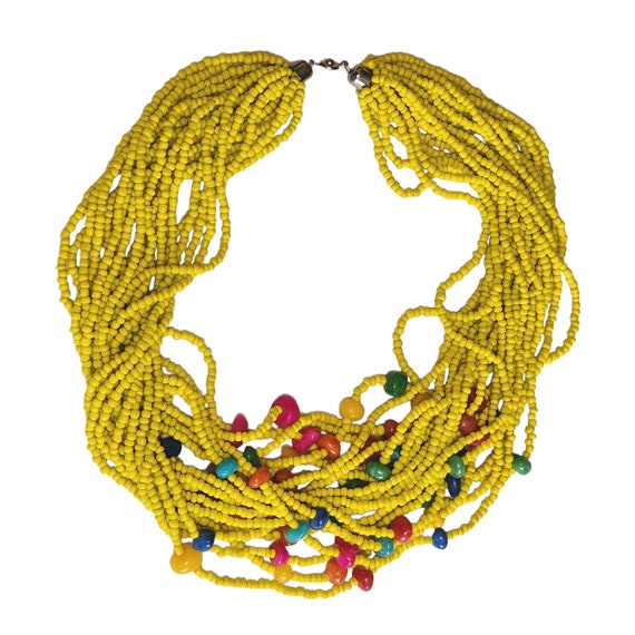 Rare Multistrand Yellow Glass Multicolor Accent G… - image 4