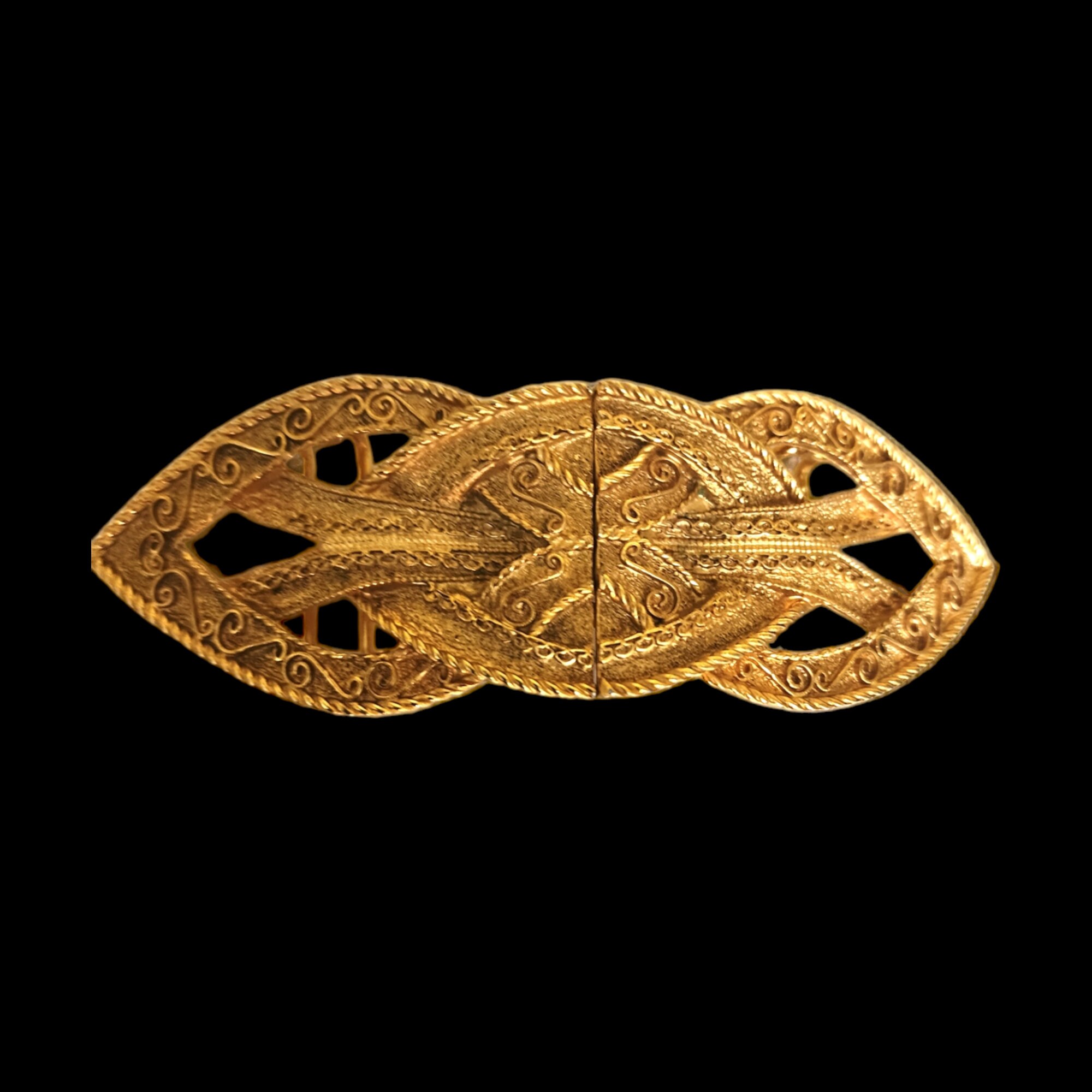 Vintage Accessocraft NYC Gold Tone Red Cabochon Etruscan Belt Buckle Statement Vintage ACCESSOCRAFT N.Y.C. 1990s Rococo Etruscan Revival  main image 2