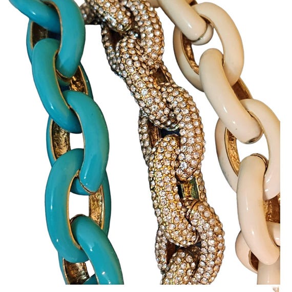 Chunky Statement Link Turquoise, Crystal, Cream G… - image 4