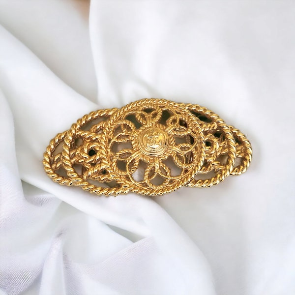 ACESSOCRAFT NYC Signed Nautical Gold-Plated Vintage Interlocking Belt Buckle