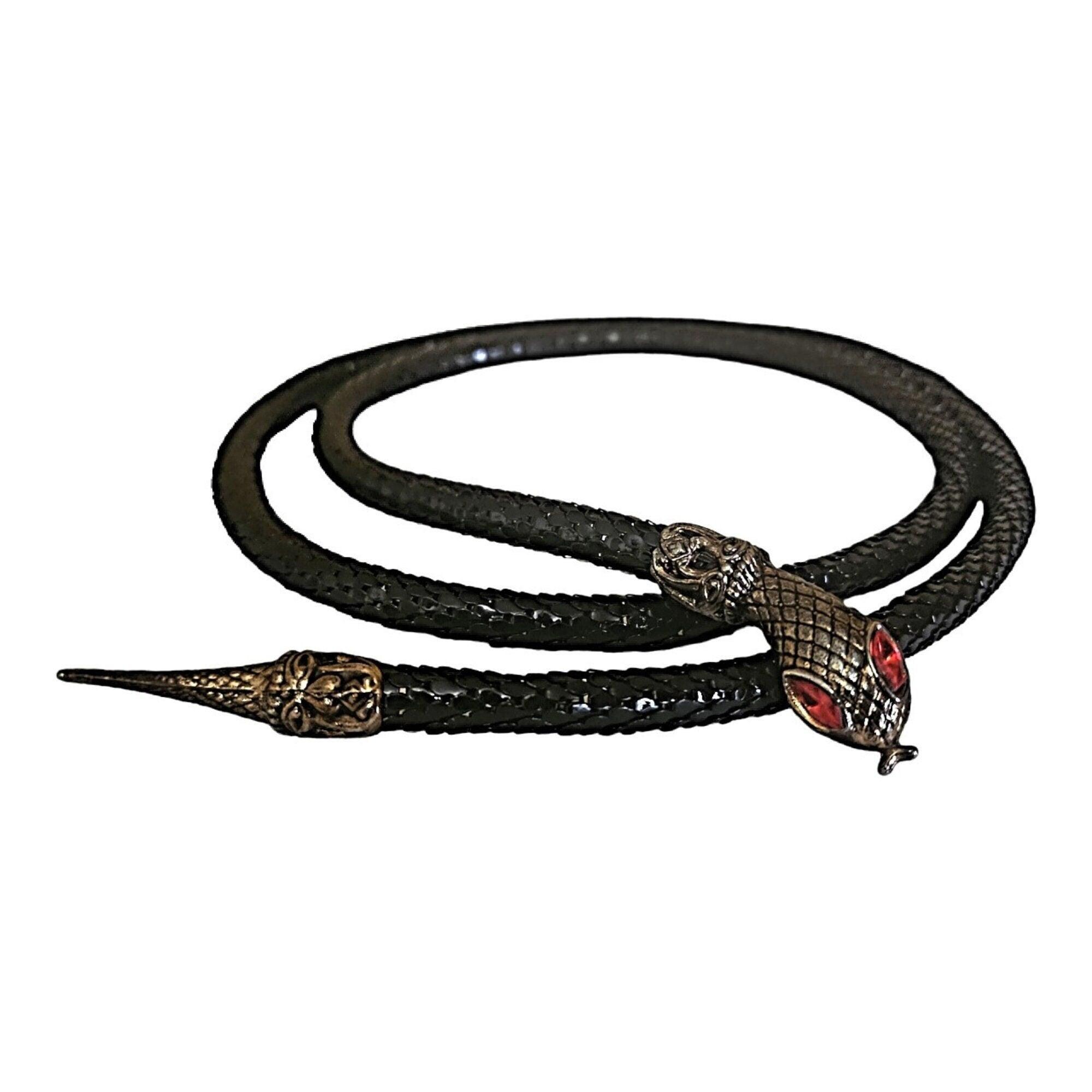 Vintage DL AULD Black Mesh Snake Head Tail Belt Necklace Red Gem Eyes Party Belt Dl Auld Belt - Etsy main image 2