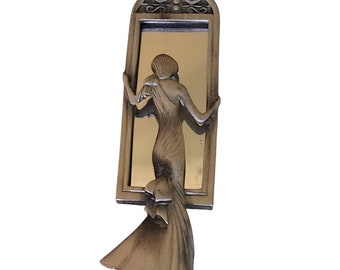 AJC Woman In The Mirror Silver Tone Vintage Pin Brooch