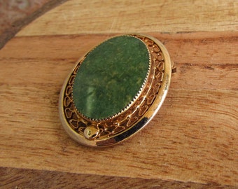 Sarah Coventry Gold Filled Moss Agate Brooch/Pendant