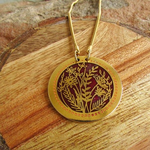 1960s De Passillé Sylvestre Red Enamel and Gold Tone Necklace