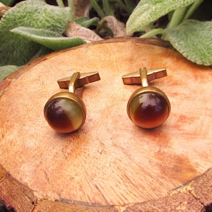 Antique Art Deco Brass and Art Glass Cufflinks, Formal Wear, Wedding Gift for Groom