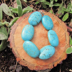Turquoise Beaded Bracelet | Chunky Turquoise Bead Bracelet | Natural Mexican Turquoise Bracelet | Turquoise Jewelry | Oval Turquoise Beads
