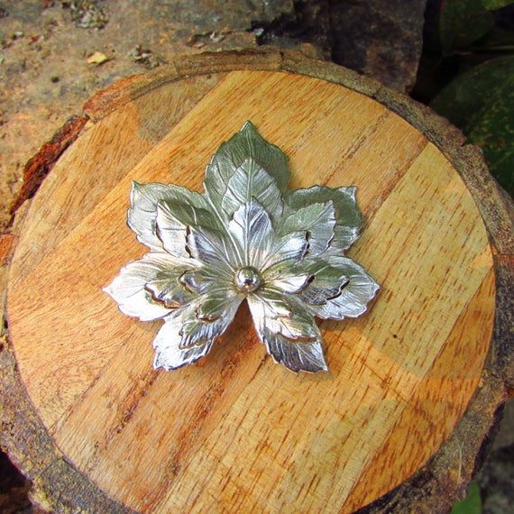Sarah Coventry Silver Maple Leaf Brooch