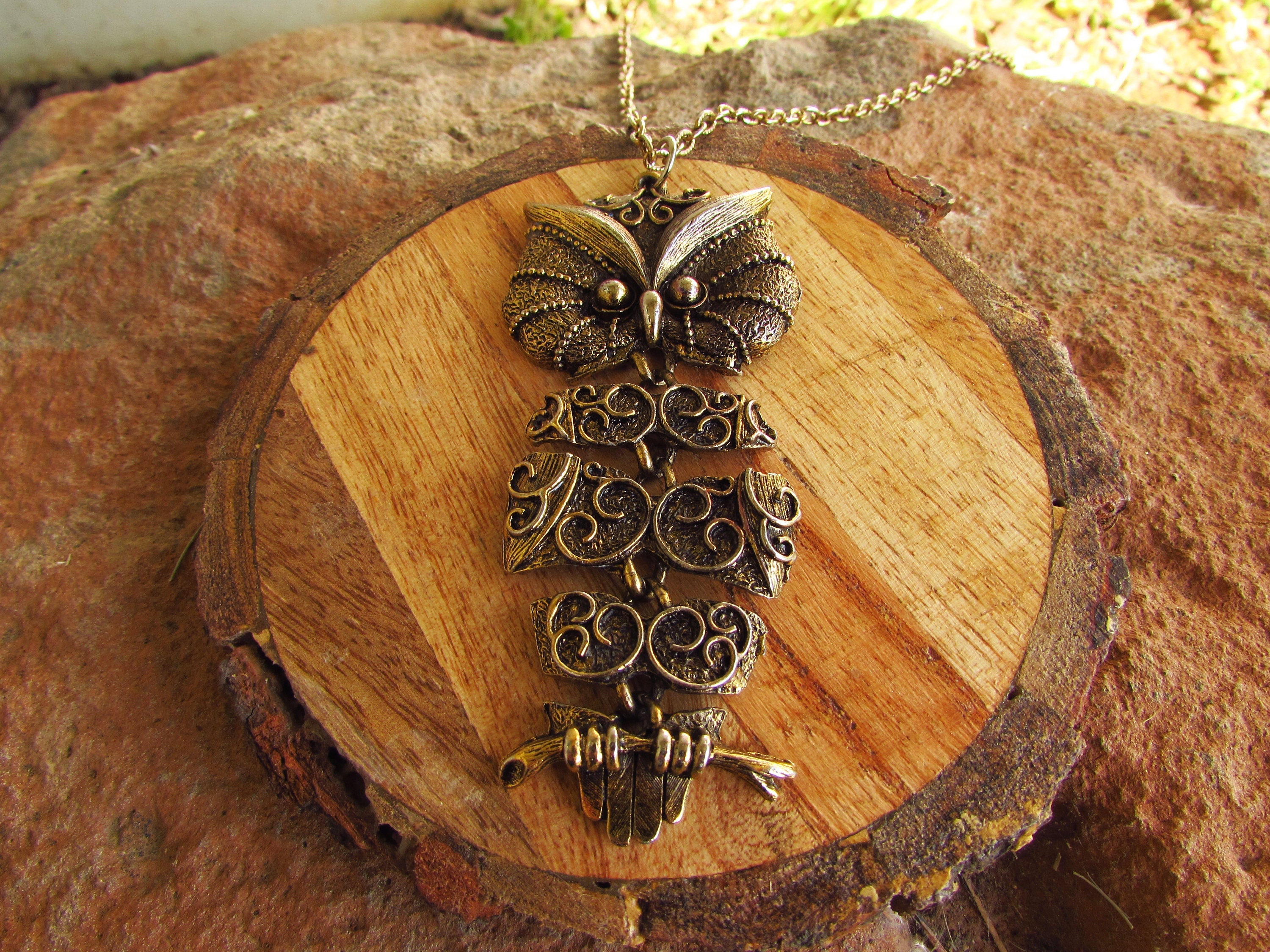 Vintage Articulated Owl Necklace