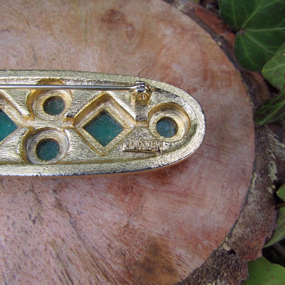 Vintage Lisner Modernist Faux Jade Brooch - image 4