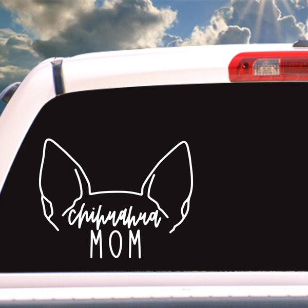 Chihuahua Mom Decal - Oval Dog Breed Bumper Sticker, 4.75" X 3.286", Waterproof Vinyl