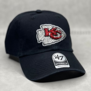 Black KC Chiefs Bling Hat Swarovski Crystals Sports Hat 