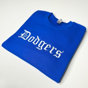 Royal Blue Dodgers Embroidered Sweatshirt Crewneck | Los Angeles Blue Embroidery Sweater