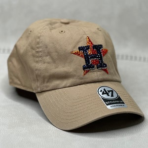 Khaki Classic Houston Astros bling hat with Swarovski Style Crystals