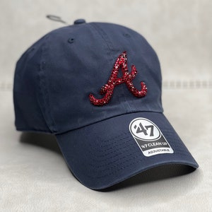 Navy & Ruby ATL Braves bling hat |Swarovski Crystals | Braves Sparkle Hat | Atlanta Bling| Navy ATL Glitter Cap