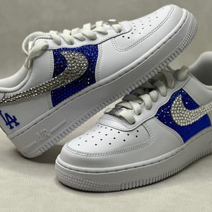 Dodgers Inspired Air Force Sneakers | Custom Los Angeles Shoes | Los Angeles Bling Tennis Shoes