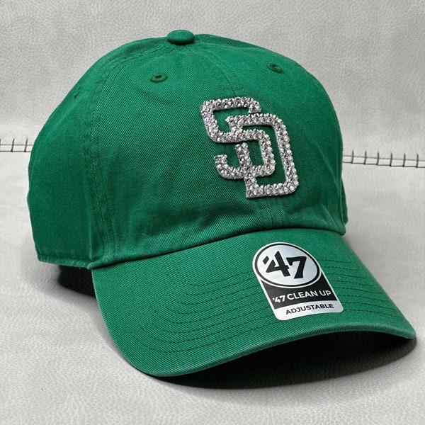 Green SD Padres bling hat | Swarovski Crystals Sports Hat | Women's Baseball Hat | Padres Baseball Hat