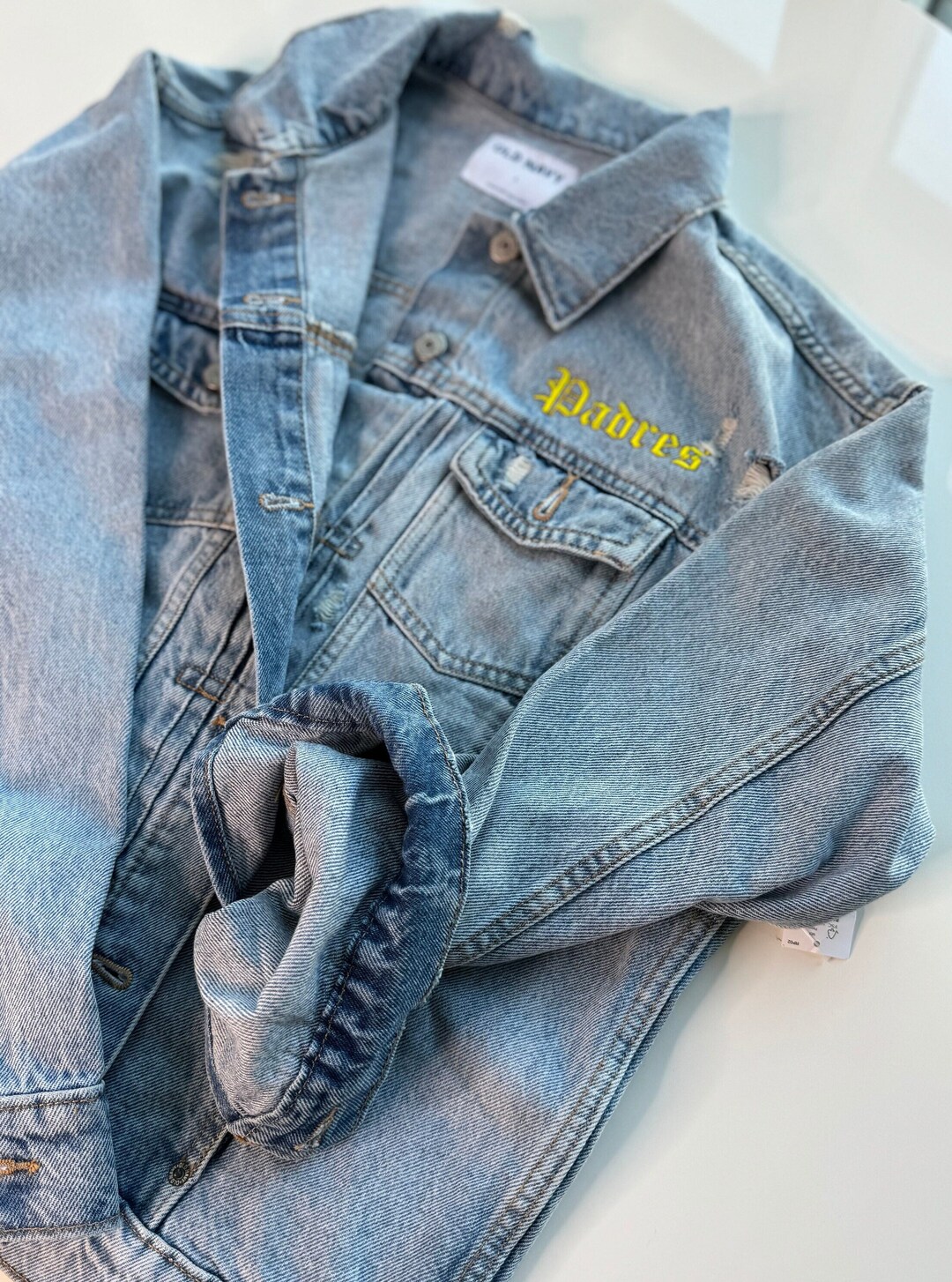 Women's San Diego Padres Inspired Denim Jacket Women's Baseball Denim