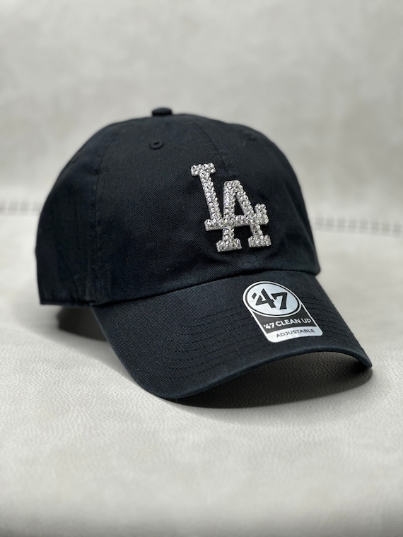 福袋安いいね半額ストア Black & Silver LA Dodgers Bling Hat With Swarovski Crystals 帽子