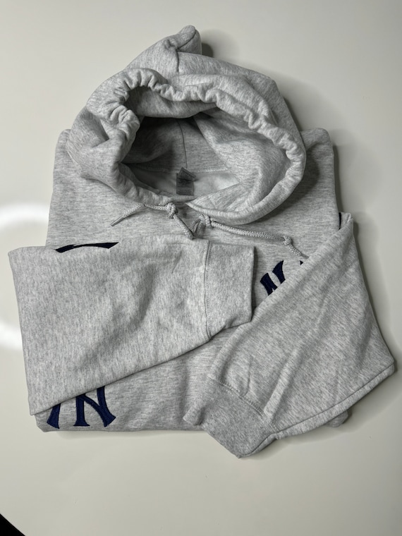 New York Gray Embroidered Sweatshirt Hoodie | New York Light