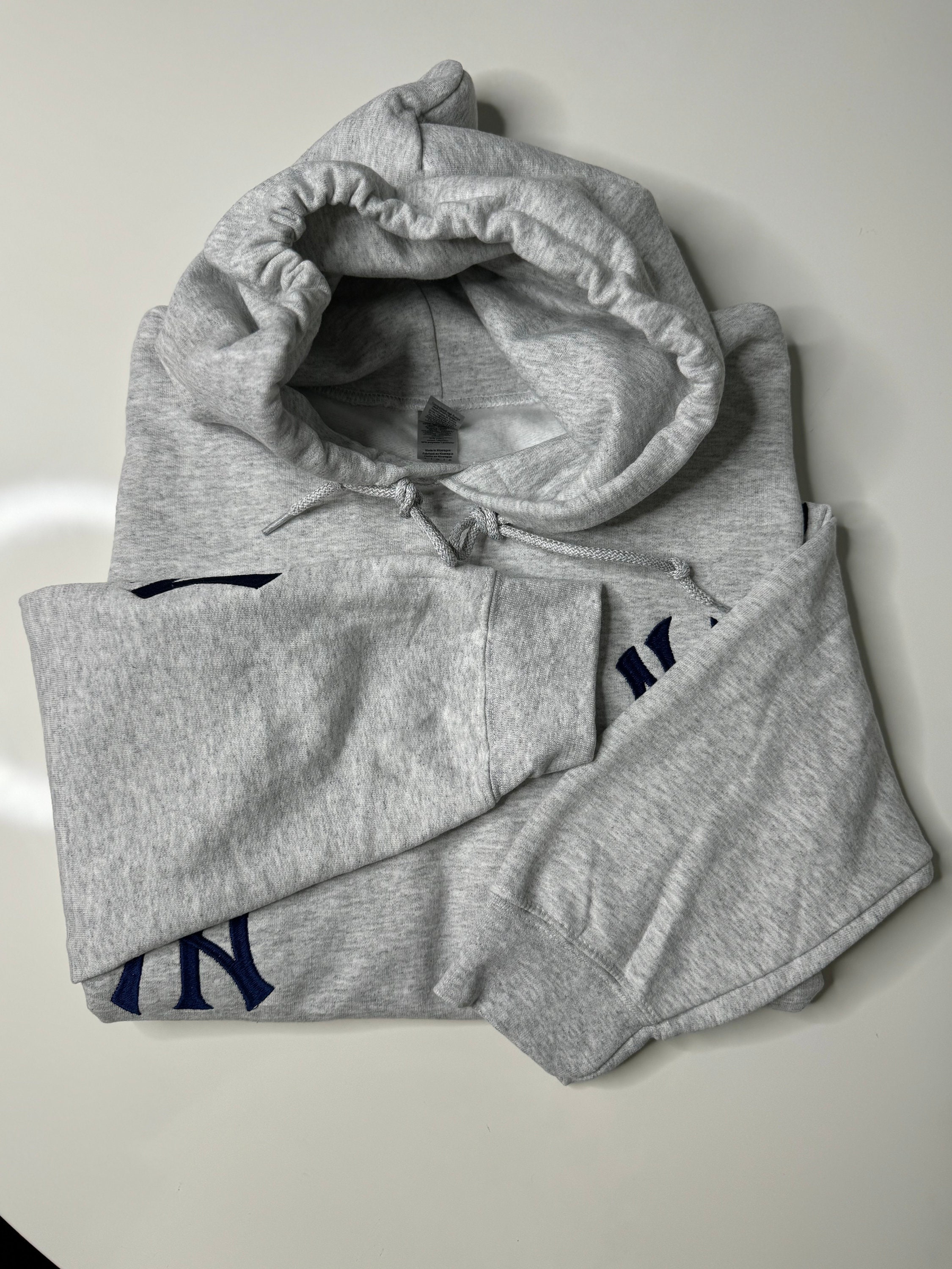 New York Gray Embroidered Sweatshirt Hoodie | New York Light